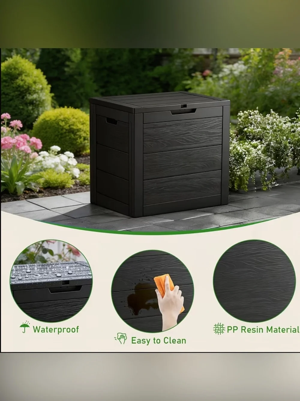 35 Gallon Resin Deck Box, Waterproof UV Resistant Outdoor Storage Box new